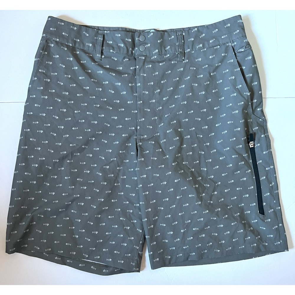 CHAMPION - Men's Gray Fish Skeleton Bones Chino Golf Shorts - Size 36x10